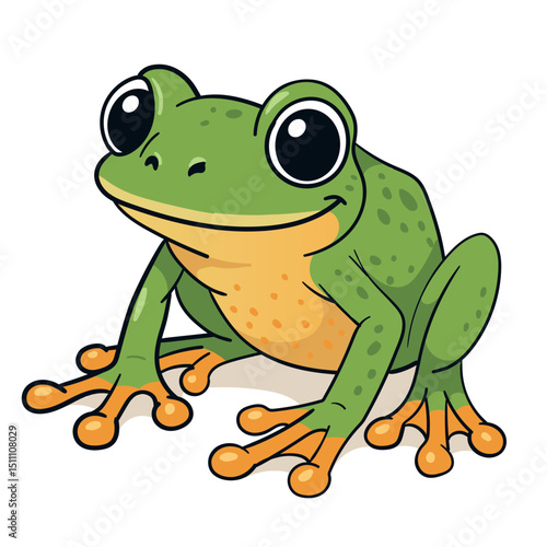 Green Frog: A Cute Cartoon Amphibian Illustration