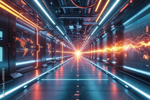 Futuristic Technology Dynamic Abstract Animation with Electric Energy