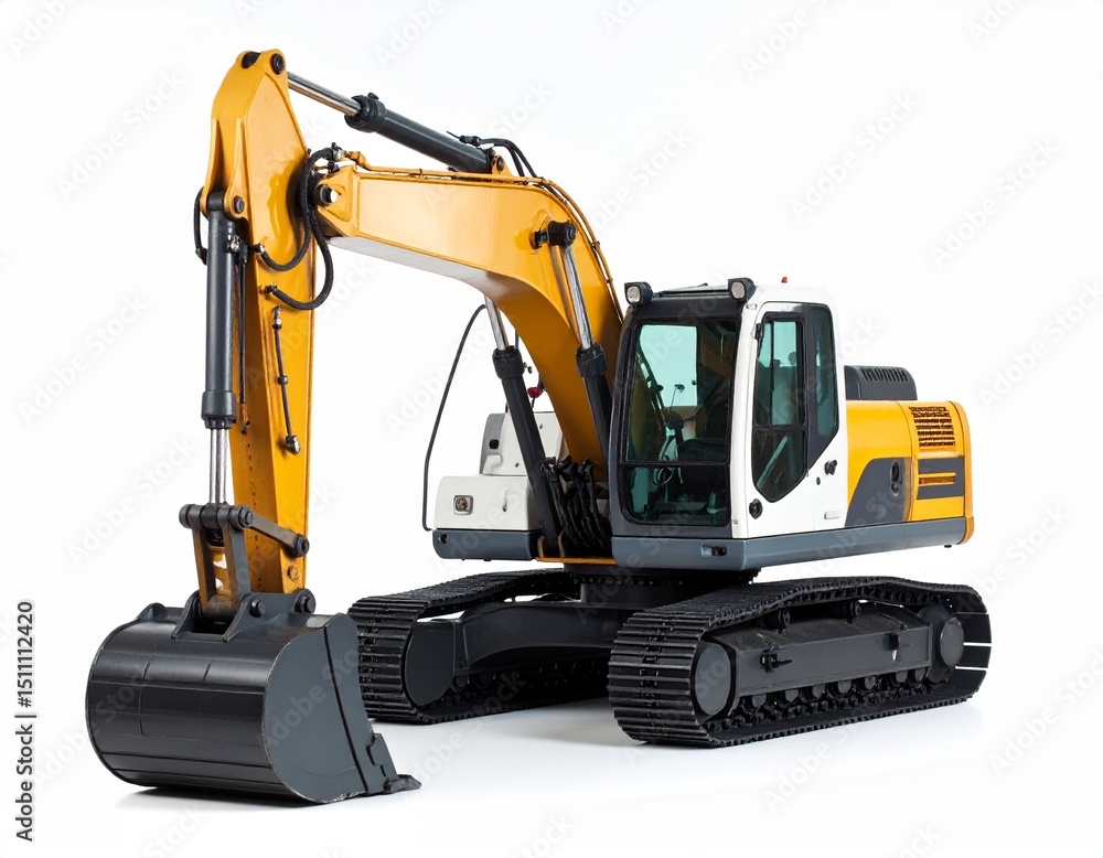 an excavator at white background an excavator at white background