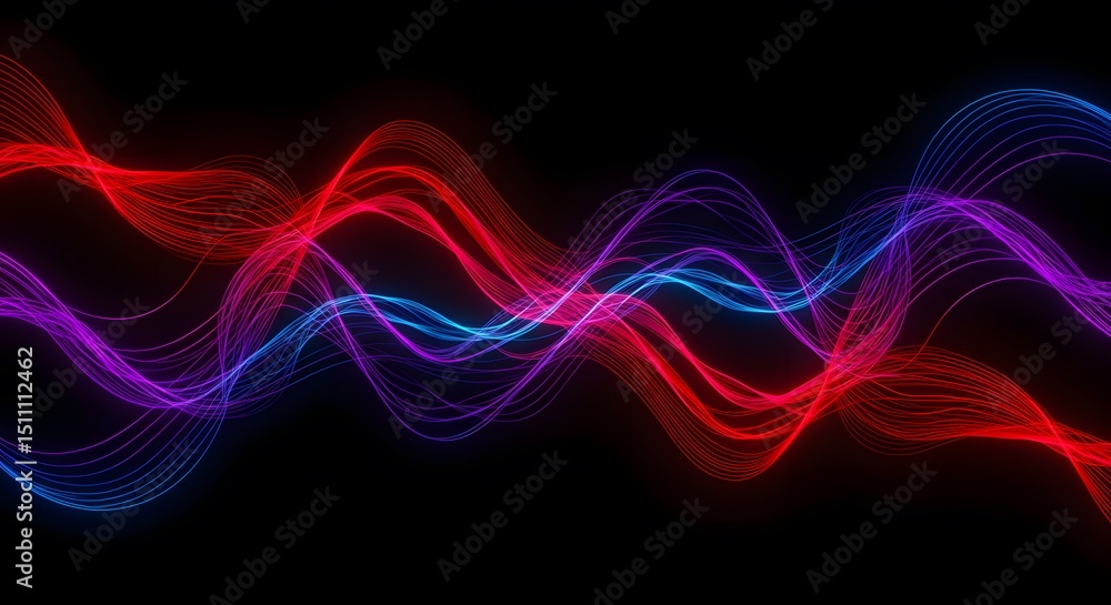 Naklejka premium Abstract Light Wave on Black Background