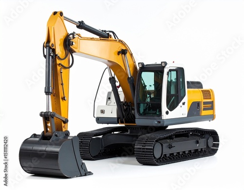 an excavator at white background