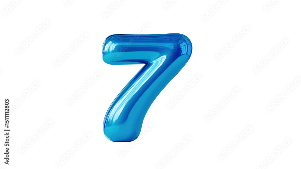 Shiny Blue Number Seven Balloon - 3D Render Shiny Blue Number Seven Balloon - 3D Render