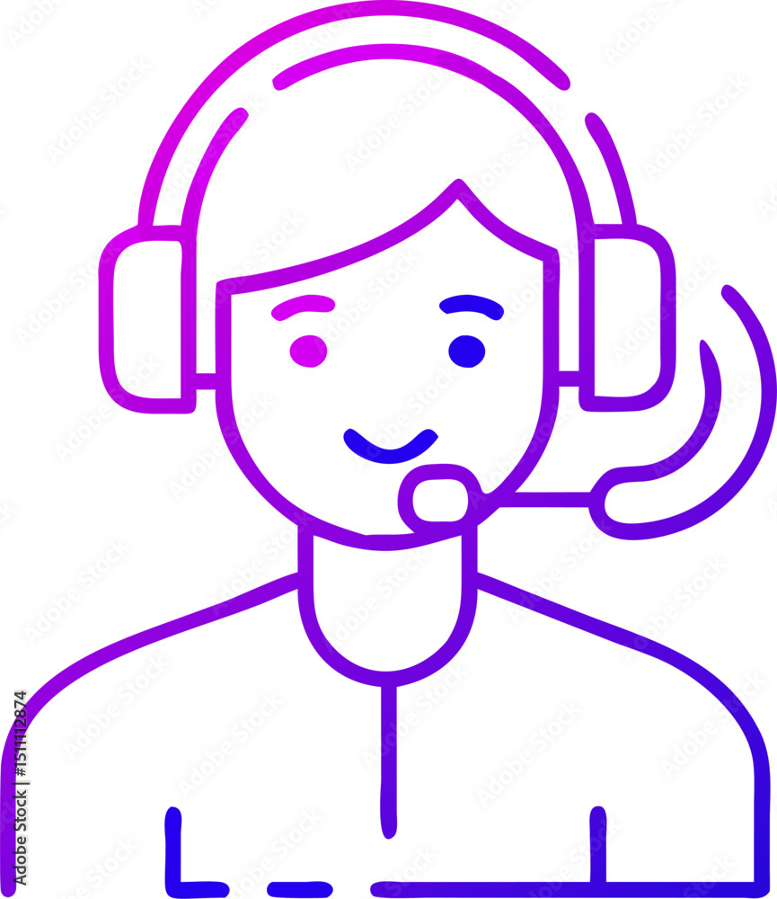 Obraz premium Friendly customer service representative icon gradient design