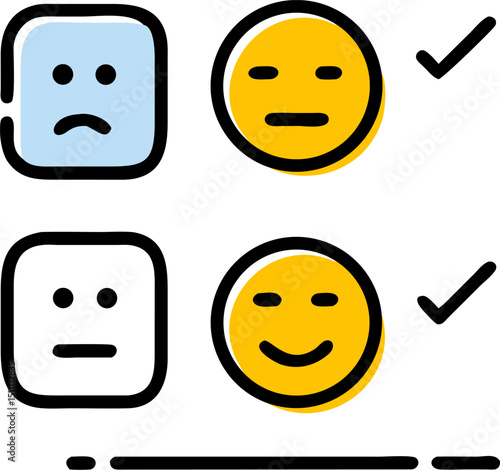 Customer feedback survey emojis happy sad choices selection