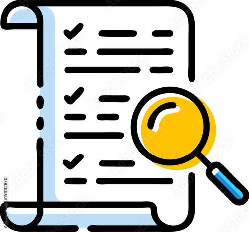 Document review checklist magnifying glass inspection analysis