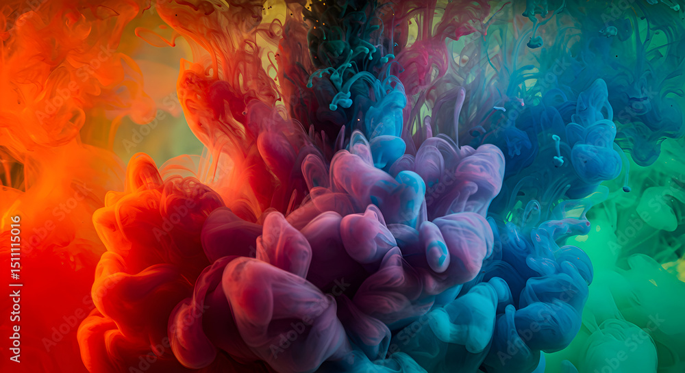 Obraz premium Dramatic Explosion Of Vibrant Colors In Water Creating An Abstract Design