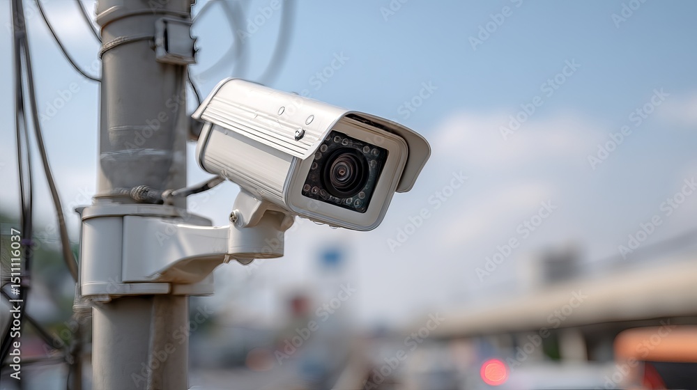 IP CCTV mounted on pole with waterproof cover Outdoor home security system emphasizes durable and protected installation IP CCTV mounted on pole with waterproof cover Outdoor home security system emphasizes durable and protected installation