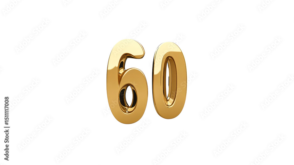 Obraz premium Shiny Gold Number Sixty 60th Anniversary Celebration