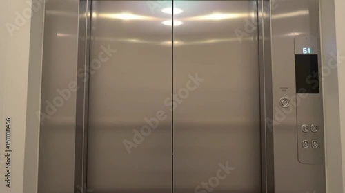 Video of empty modern elevator opening door, 4k video