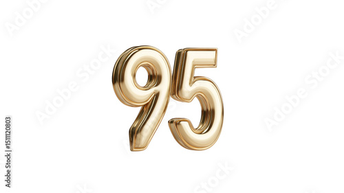 Golden Number 95 - 3D Rendered Anniversary or Celebration Digit
