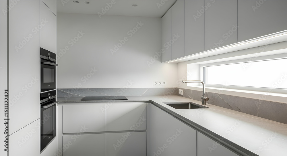 Modern Kitchen Interior Featuring Built In Appliances And Clean Lines Modern Kitchen Interior Featuring Built In Appliances And Clean Lines