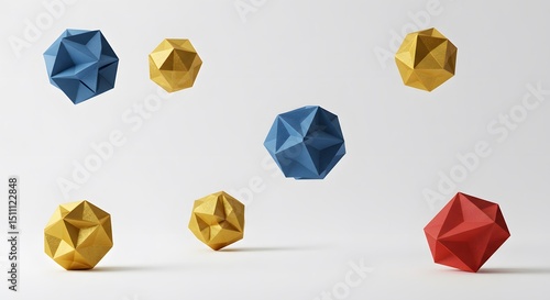 Geometric Shape Origami on White Background