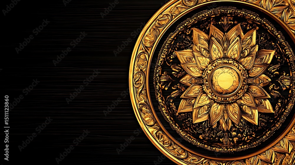 Ornate golden floral design on dark background (3) Ornate golden floral design on dark background (3)