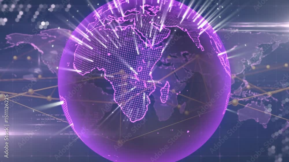 America outline appearing initiating sphere rotating then frame zooming ...