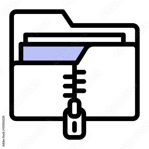 Compressed Zip File Icon - Color Lineal Style for Digital Storage. (Color Lineal Style)