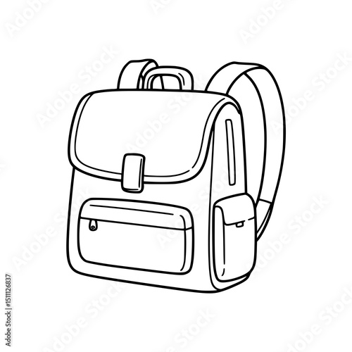 Bag drawing illustration for kids coloring book
