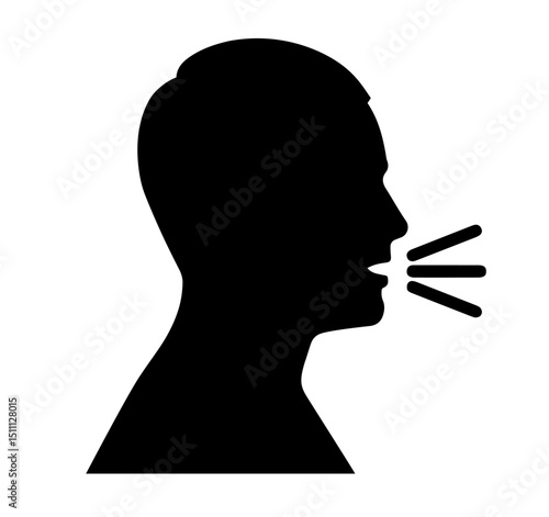 Φωτογραφία Silhouette of Person Yelling with Sound Lines – Symbol of Anger, Frustration, Lo