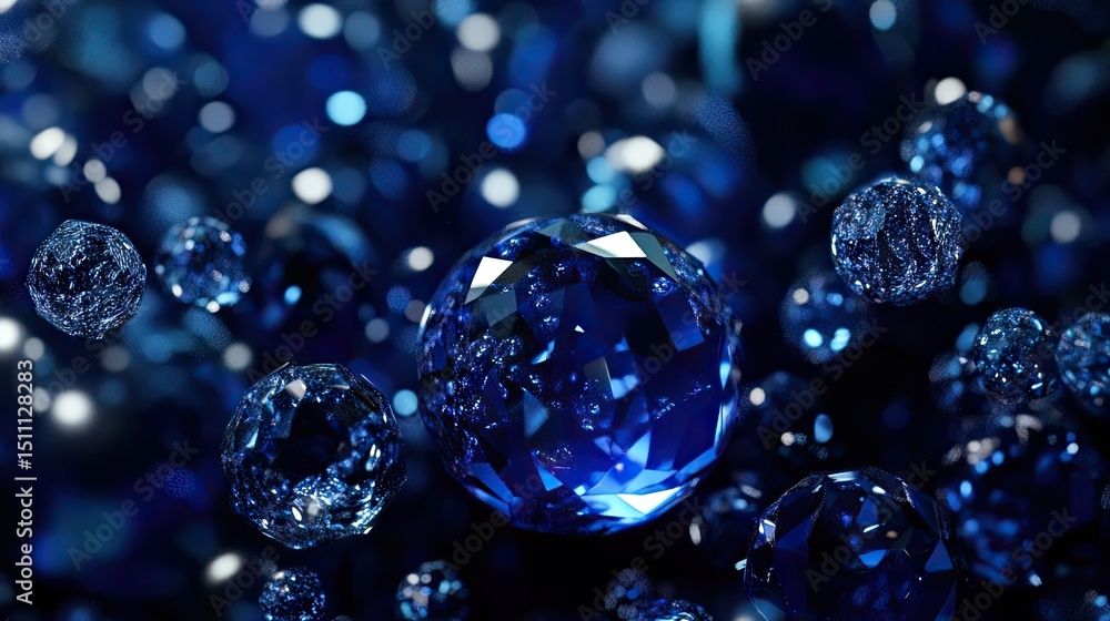 Deep blue, multifaceted spheres in motion. Deep blue, multifaceted spheres in motion.