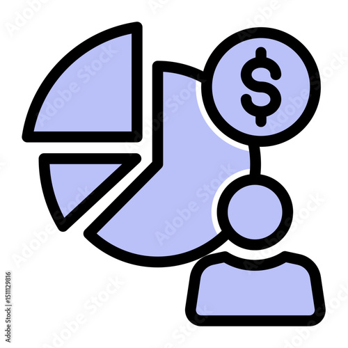 Financial Budget Icon - Solid Color Lineal Style for Money Planning. (Solid Color Lineal Style)