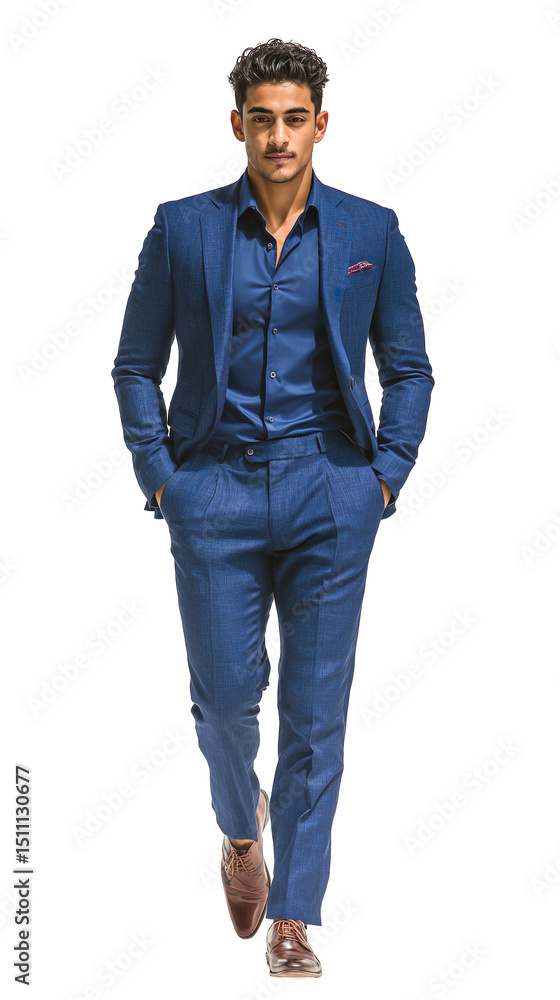 Fototapeta premium Indian Man in Formal Suit Walking on isolated Background