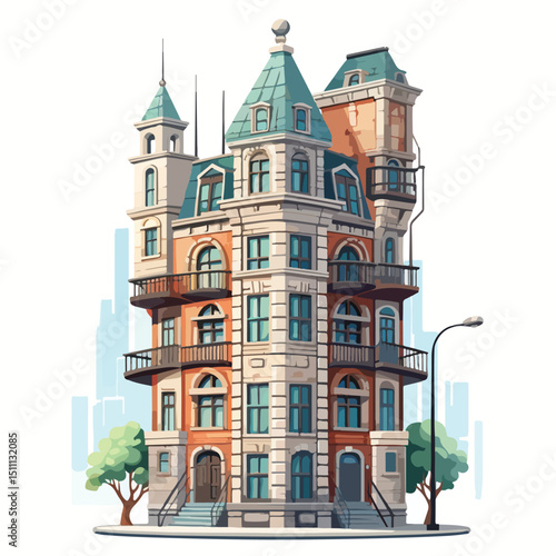 Professional Real Estate Buildings Cartoon Vector Illustration for Marketing Materials