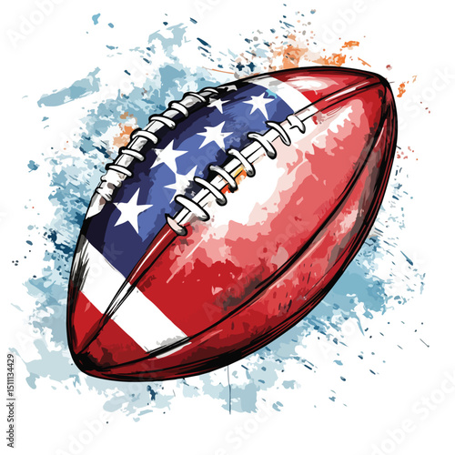 Professional American Football Sport Vector Illustration for USA, Game Plan, Training, Championship - EPS File
