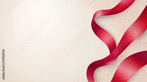 Red ribbon on a light beige background