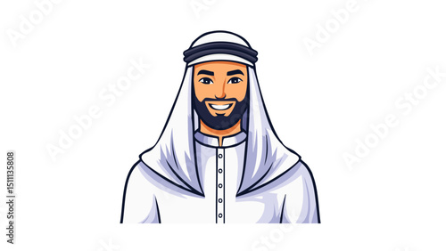 Simple Islamic Man Portrait Illustration
