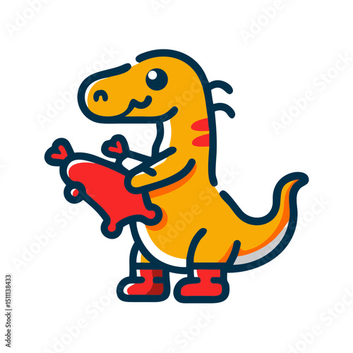 Baby dinosaur holding baby socks - icon for children's products and services