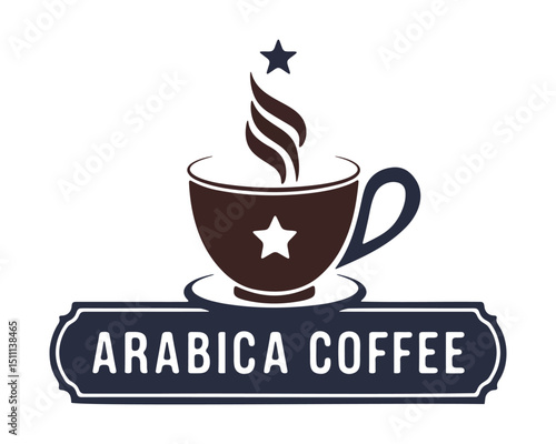 Arabica coffee shop logo design with stars and typography