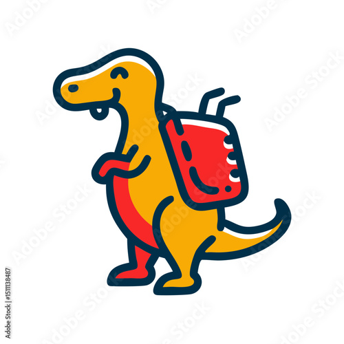 Baby dinosaur  with a diaper bag - icon for children's products and services