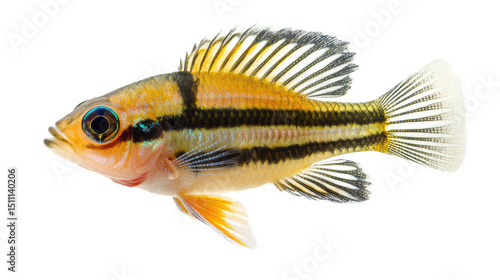 Colorful freshwater fish with striking fins swimming gracefully