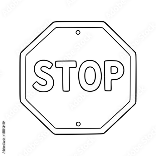 Stop Sign drawing illustration for kids coloring book