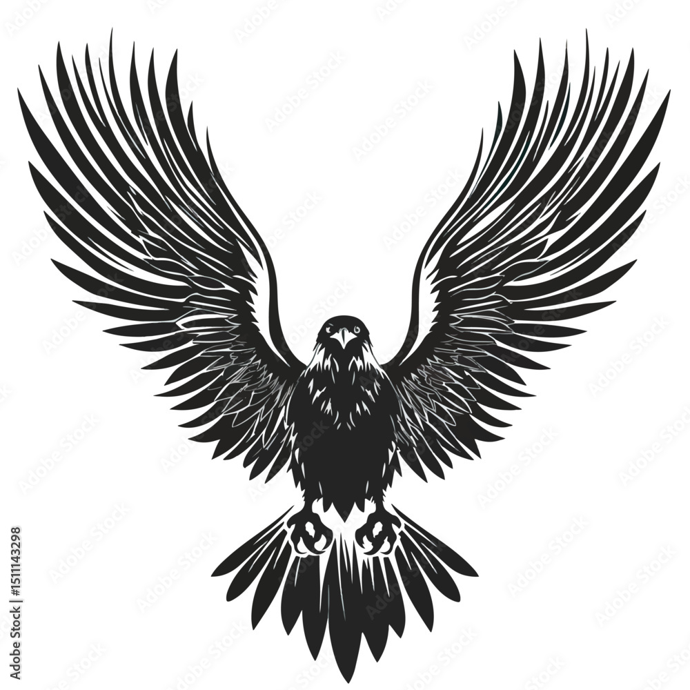 Fototapeta premium drawing a black head eagle on white background