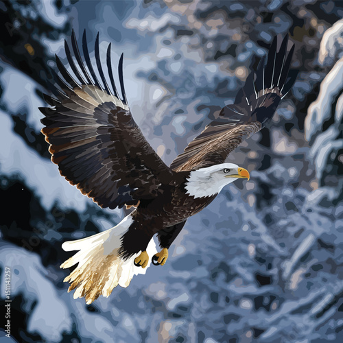 drawing a black head eagle on white background
