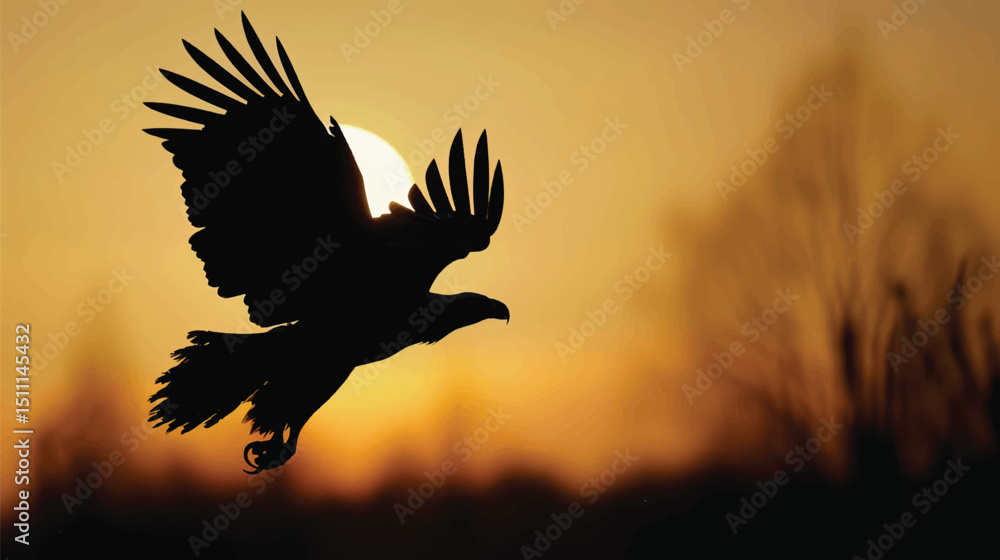 Obraz premium eagle silhouette, fliying bird silhouette