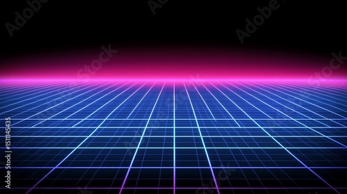 Cyberpunk digital grid landscape