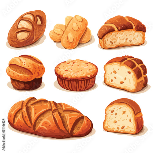 Exquisite Collection of Bread Vector Illustrations for Culinary Designs