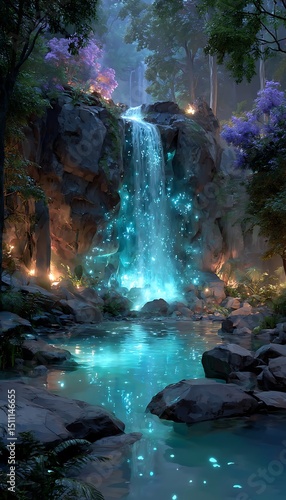 Magical Waterfall Forest.