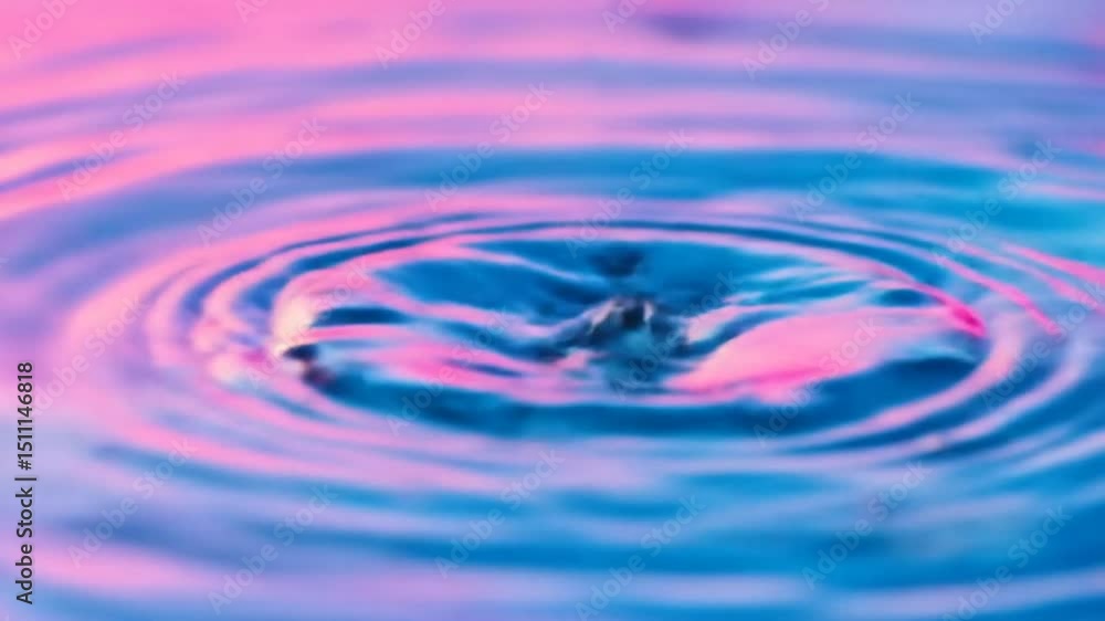 Captivating water drop collision in mesmerizing pink and blue liquid surface Captivating water drop collision in mesmerizing pink and blue liquid surface