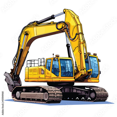 Professional Mining Hydraulic Excavator Stock Vector Illustration for Industrial Machinery Usage