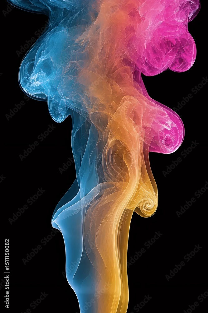 Obraz premium Colorful Smoke Abstract: A captivating swirl of vivid, ethereal smoke plumes, dancing in the shadows and vibrant hues. The artwork creates a sense of movement, mystery, and creativity.