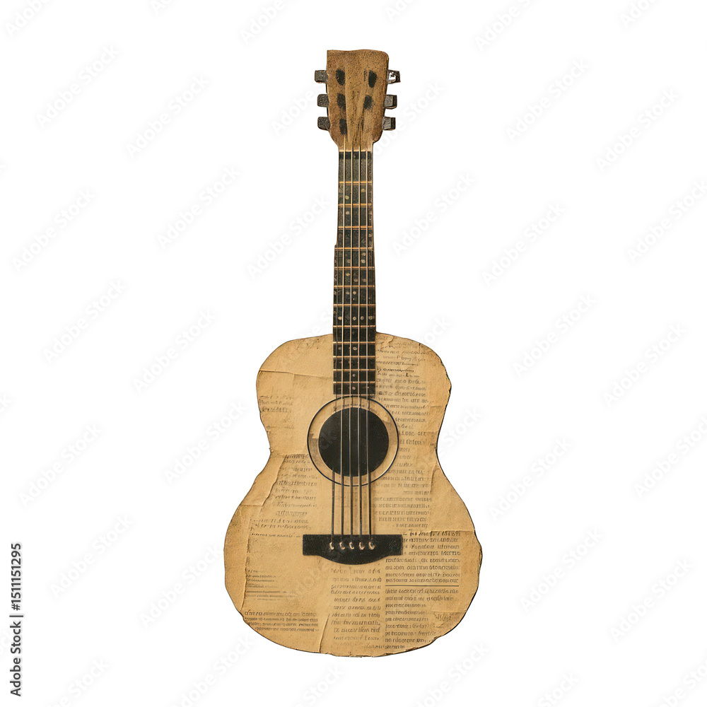 Obraz premium PNG Vintage paper guitar illustration