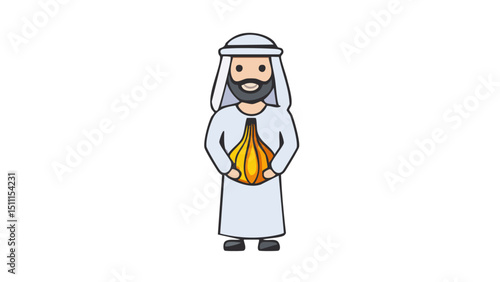 Arab Man Wearing Agal Illustration

