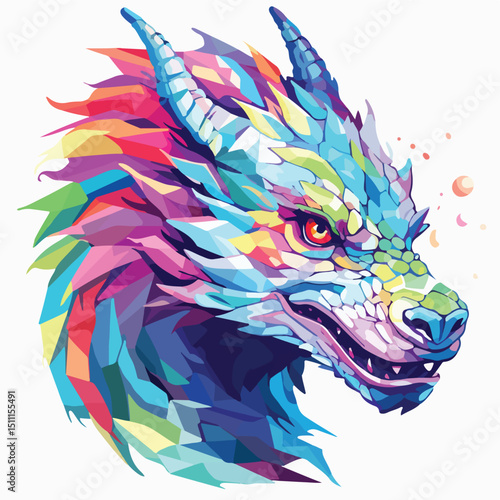 Detailed Vector Illustration of a Mythical Dragon Animal Icon for Graphic Designs