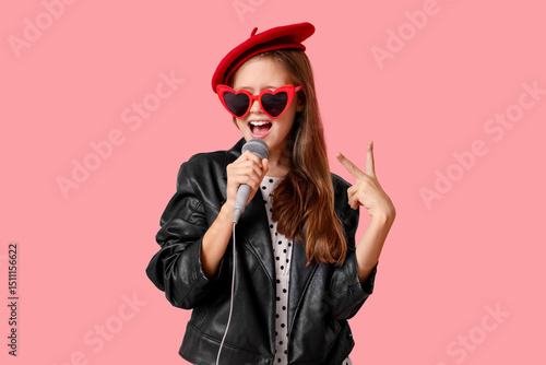 Cute girl with singing mode...