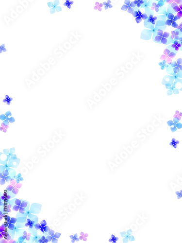 水彩風の紫陽花の花のフレーム型背景