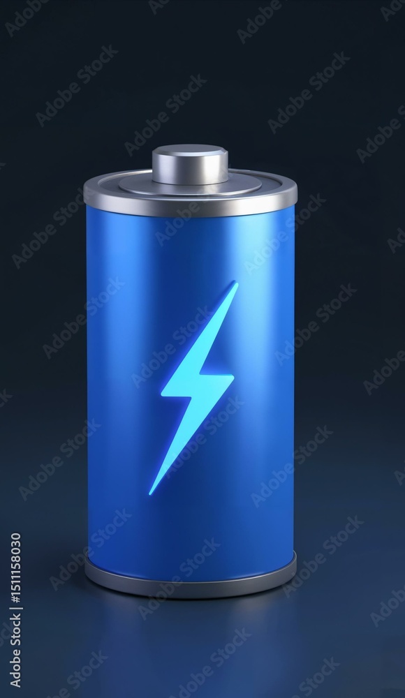 Blue Battery with Lightning Bolt Icon Blue Battery with Lightning Bolt Icon
