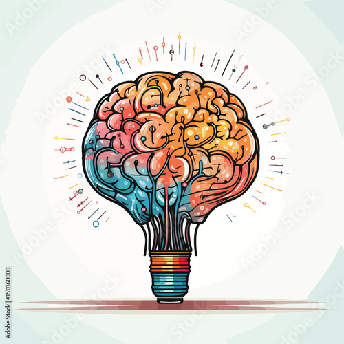 Innovative Smart Brain Ideas Vector Illustration Isolated on White Background