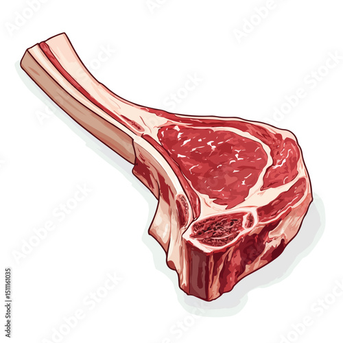 Illustration of Tomahawk Beef Cut Butchery Product Vector for Culinary Art